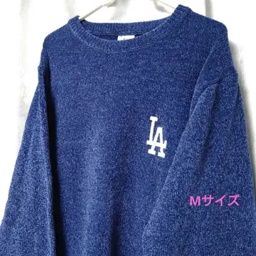 MLB 다저스 광택 몰 니트 스웨터 자수 M 사이즈