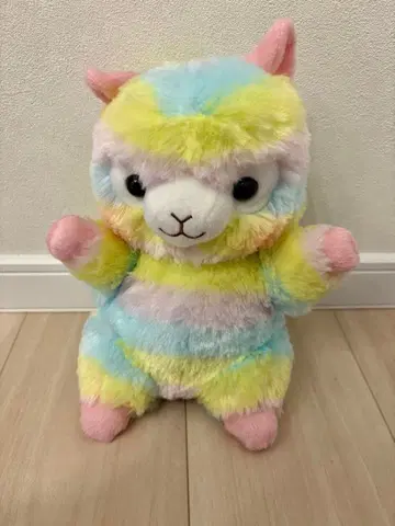 레인보우 알파카 봉제 인형 핸드 퍼펫 귀여운 약 25 x 18.5
