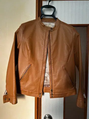 가죽 스탠드 카라 라이더 자켓