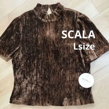 SCALA 브라운 반팔 상의 44 미사용 새상품