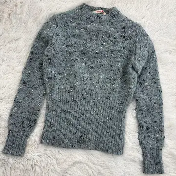 BACCA 울 알파카 실크 혼방 톤 다운 블루 네프 니트 S