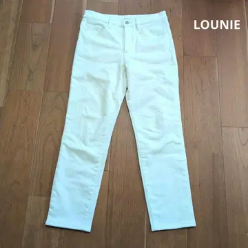 LOUNIE 화이트 캐주얼 팬츠 스트레이트 레그 화이트 데님