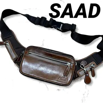 SAAD 숄더 가죽 나일론 허리 백