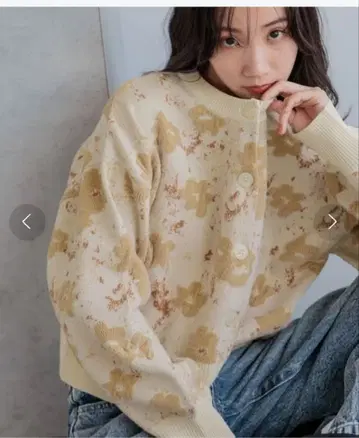 로리즈팜 꽃 패턴 니트 가디건 1 사이즈