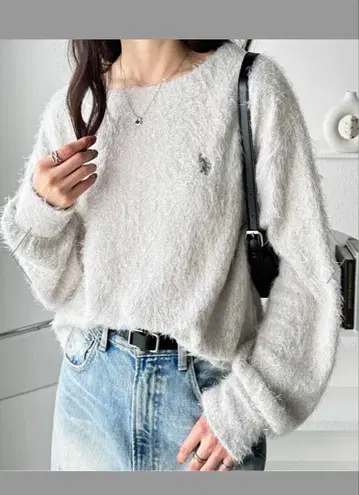 Polo Assn. 그레이 크롭 스웨터