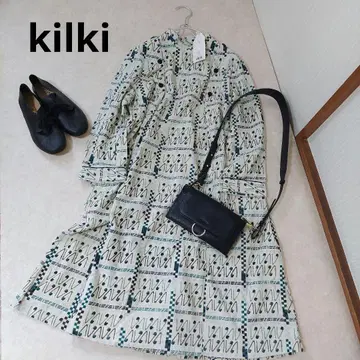 새상품 kilki 키루키 올 패턴 코듀로이 A라인 롱 원피스 인도산