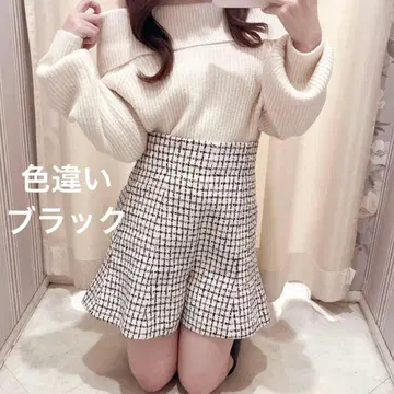 AnMILLE 안미르 하이웨스트 체크 숏팬츠 블랙