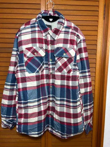 플리스 안감 부착 체크 무늬 플란넬 셔츠