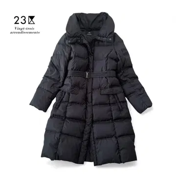 23구 다운 코트 여배우 옷깃 벨트 포함 40 블랙 A라인