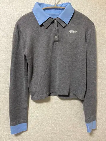 EIMY ISTOIRE 더블 컬러 디자인 니트 그레이