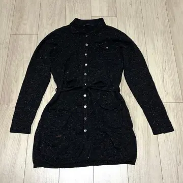 마드모아젤 논논 롱 가디건 라메 믹스 스냅 버튼