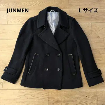 JUNMEN 블랙 울 피 코트 L 사이즈