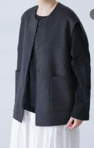 미사용 새상품 카구레 울 리버 베스트 그레이 택 포함