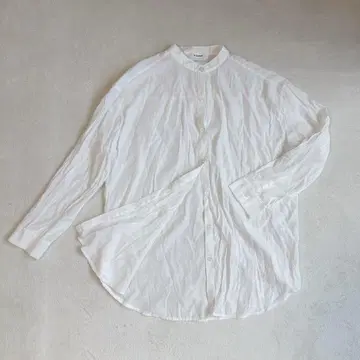 더블 클로젯 밴드 카라 셔츠 시어 미디 기장 무지 심플 M