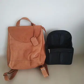페스티벌 베이지 가죽 백팩과 이너 백