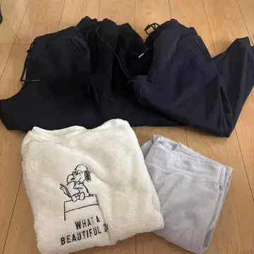 UNIQLO 보아 스웨트 팬츠 3개, 스누피 룸웨어 SET
