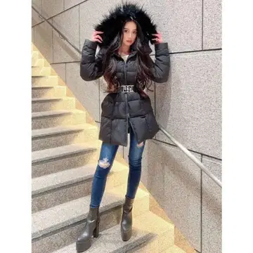 GYDA 제이다 다운 벨트 포함 롱 코트 블랙 벨트만