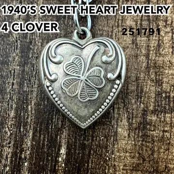 스위트하트 주얼리 클로버 실버 빈티지 목걸이 NAVY