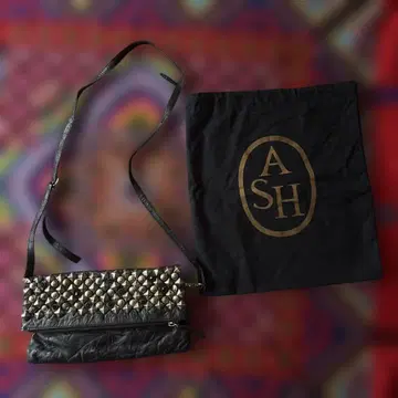 ASH 스터드 백 가죽 락 펑크 블랙 숄더 클러치