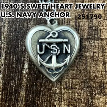 스윗 하트 주얼리 하트 USN 닻 실버 빈티지 목걸이