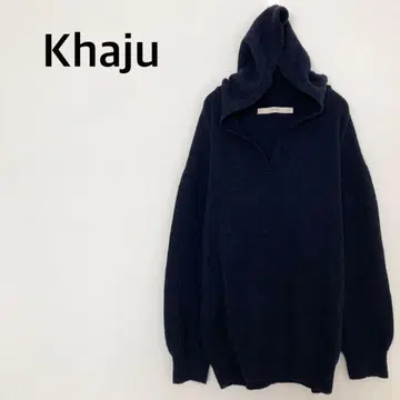 Khaju 카 니트 풀오버 후디 네이비 심플