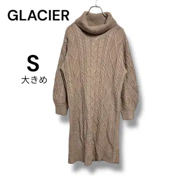 GLACIER 케이블 짜임 터틀 니트 원피스 S 체형 커버 빅 가을/겨울