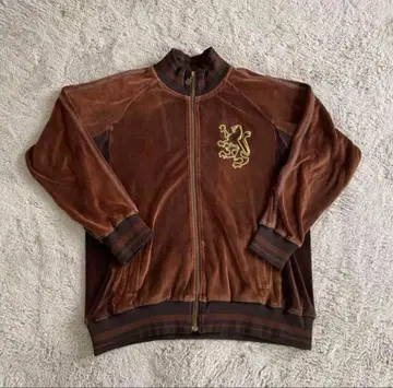 90s 빈티지 사이드 라인 벨로아 트랙 자켓 브라운