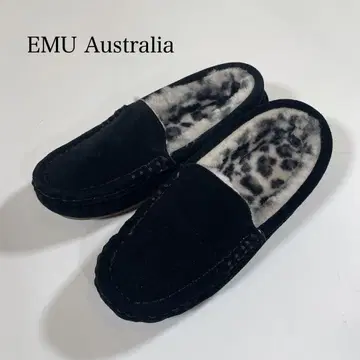 EMU Australia 모카신 스웨이드 슬립온 레오파드 블랙 25