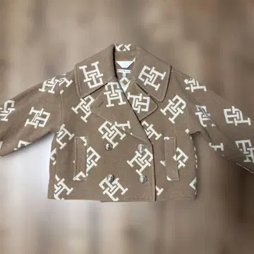 TOMMY HILFIGER 로고 패턴 피 코트