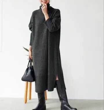 저널 스탠다드 리룸 울 캐시미어 터틀넥 원피스 그레이