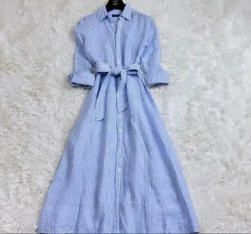 새상품급! 폴로 랄프로렌 린넨 셔츠 원피스 스트라이프 맥시 길이