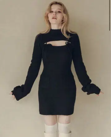 andmary Bebe 리본 미니 드레스 블랙