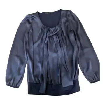 ANAYI 네이비 쉬폰 긴팔 티셔츠 38 M 오피스 캐주얼