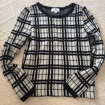 쿠레쥬 체크 무늬 니트 스웨터 38