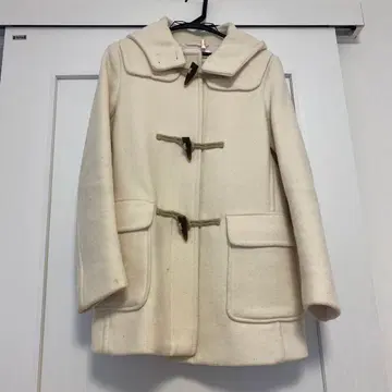 화이트 더플 코트 울 혼방