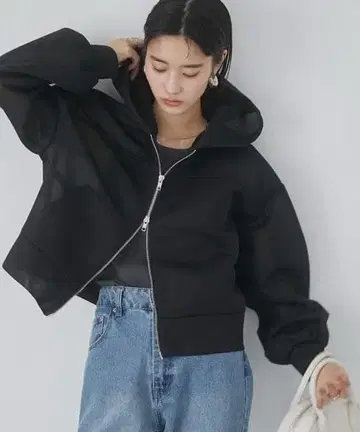 ANGIE 시어 집업 후드티