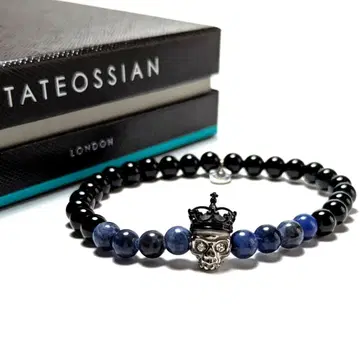 ab124 타테오시안 팔찌 스컬 블랙 마노 & 소다라이트