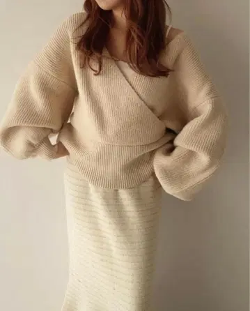 mideal 니트 셋업 아이보리