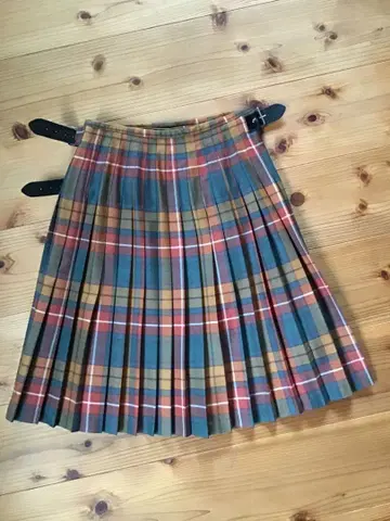 체크 무늬 플리츠 스커트 롱 스커트