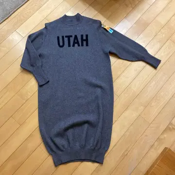 UTAH 프린트 니트 원피스 그레이