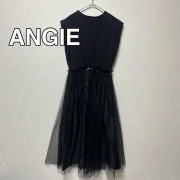 ANGIE 슬리브리스 블랙 드레스 튤 원피스 슬리브리스