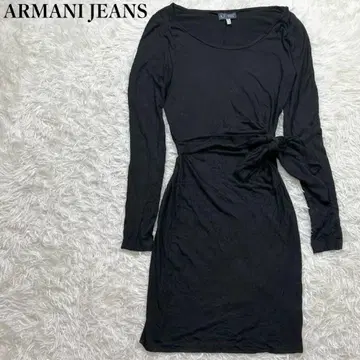 이탈리아제 아르마니 청바지 롱 원피스 긴팔 리본 38 M 블랙
