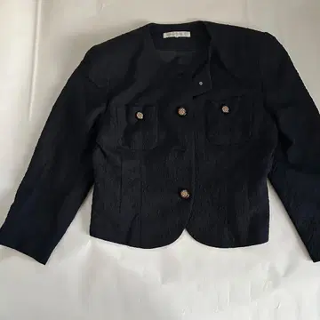 다크 블루 노카라 자켓 숏 기장