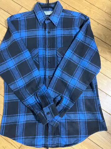 좋은 배색 블랙 버튼 파랑 블랙 플란넬 셔츠