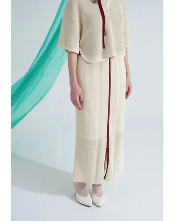 tunica 튜니카 Washi Knit Line 스커트 White