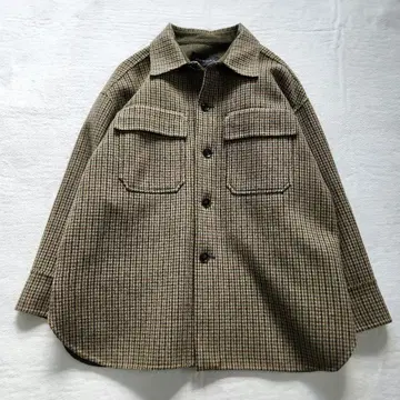 URBAN RESEARCH 울 리버 체크 CPO 코트 카키
