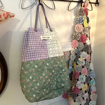 패치워크 백 퀼팅 레이스 꽃무늬 작은 새 깅엄 체크