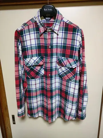 울리치 플란넬 셔츠 80년대 삼각형 택 네이비 택 미국제 타탄 체크