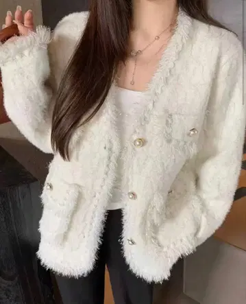 미사용 새상품 가디건 여성용 화이트 프리 사이즈