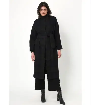 RIM.ARK 림아크 정가 44만원 노카라 체크 롱 울 코트